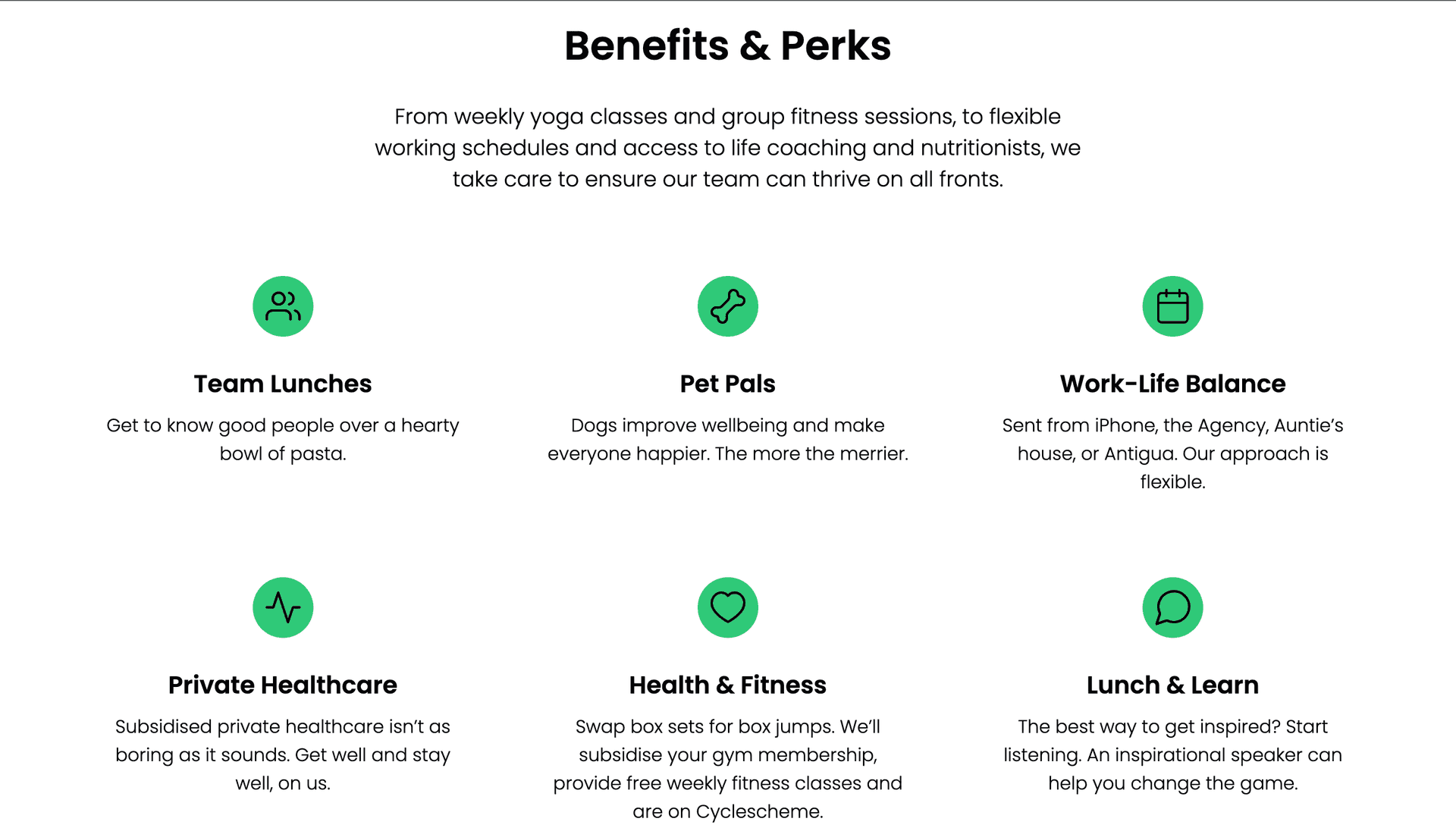 Benefits results on page